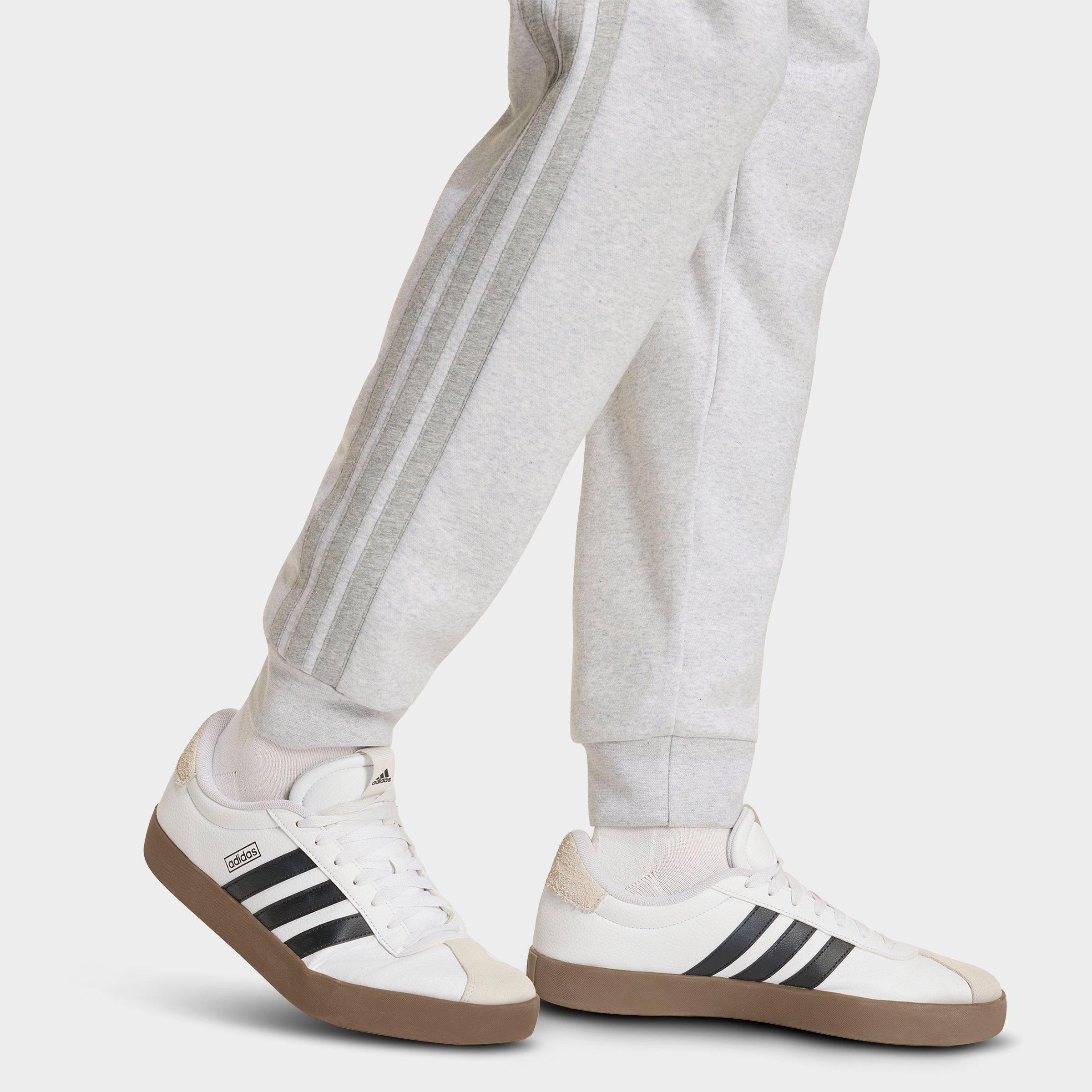 Men's adidas Essentials 3-Stripes Fleece Jogger Pants - Light Grey Heather/Medium Grey Heather