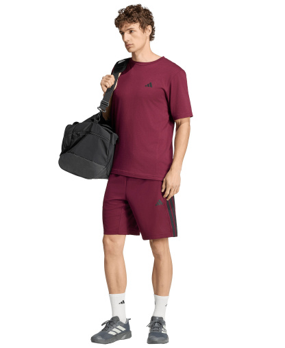 adidas Men's Workout Essentials Base 3-Stripes Shorts - Maroon