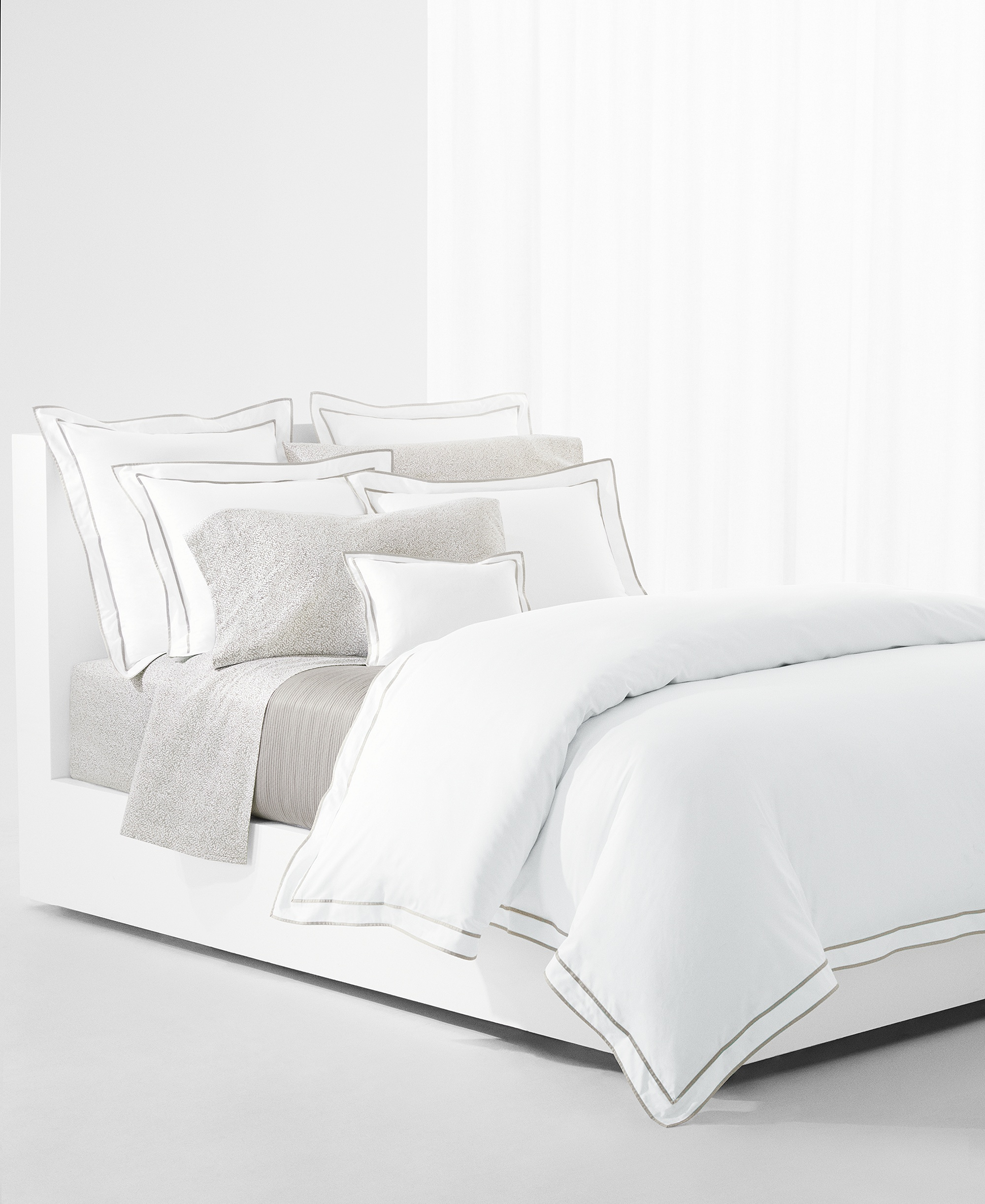 Lauren Ralph Lauren Spencer Leaf Sheet Set, Queen - Stone Grey Leaf
