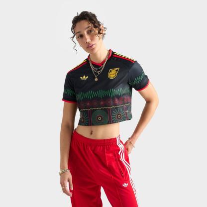 Women's adidas Originals Jamaica 26 x Bob Marley Away Cropped Jersey - Black - view 1