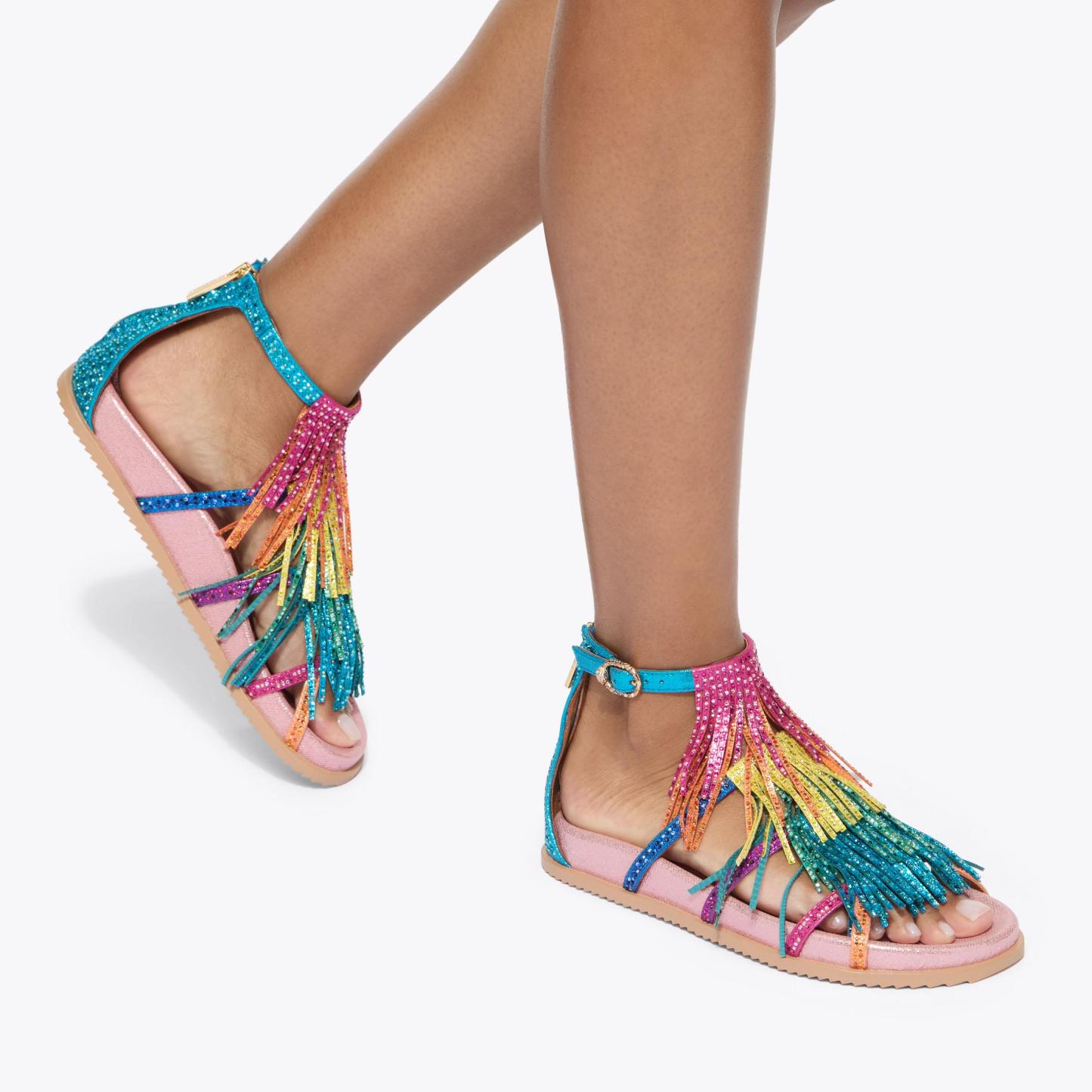 Kurt Geiger London Fringe Flat Sandal - Multi Colored - view 2