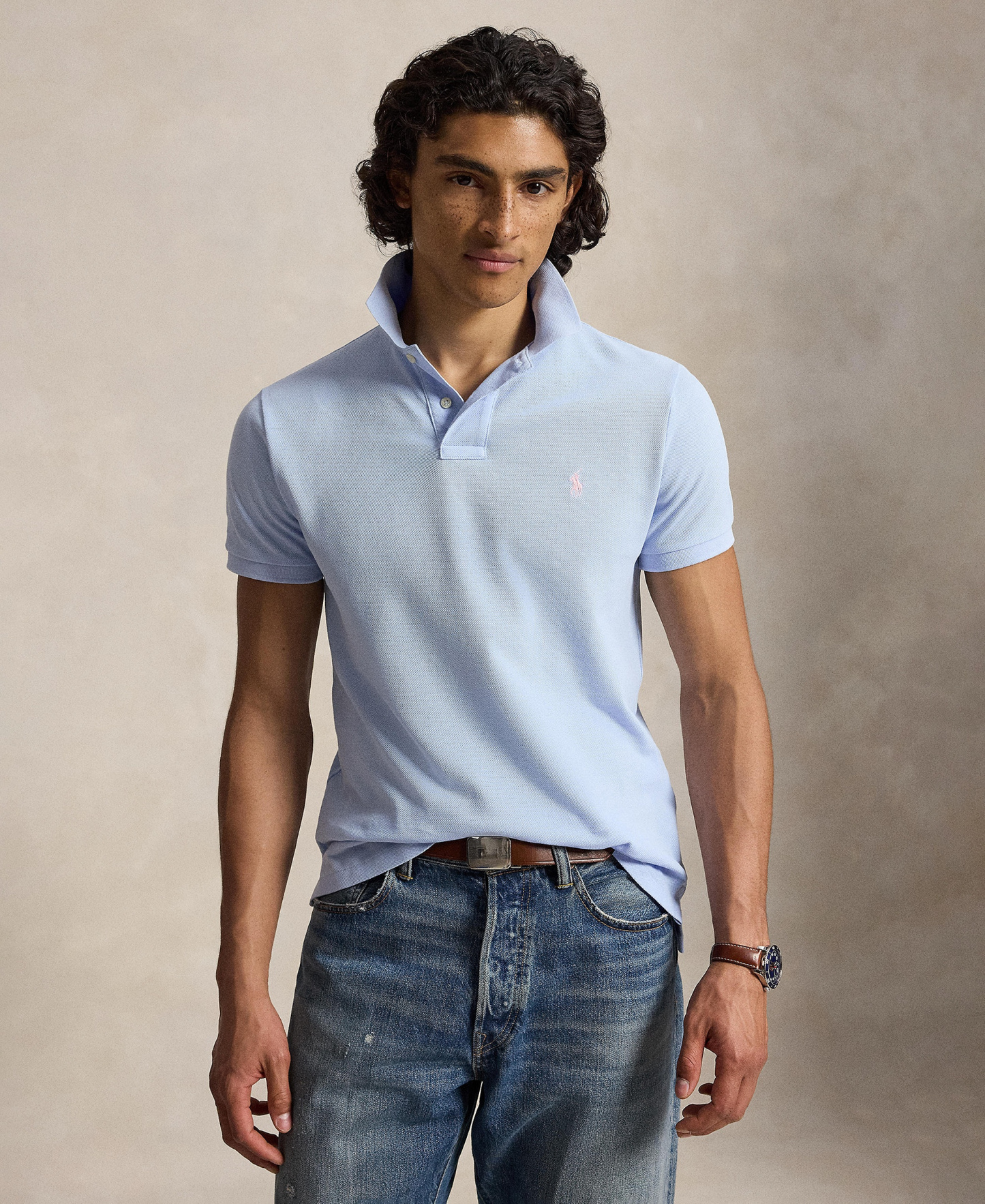 Polo Ralph Lauren Men's Custom Slim-Fit Mesh Polo Shirt - Pebble Blue