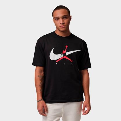 Men's Jordan Brooklyn Swoosh Jumpman Graphic T-Shirt - Black/White - view 1