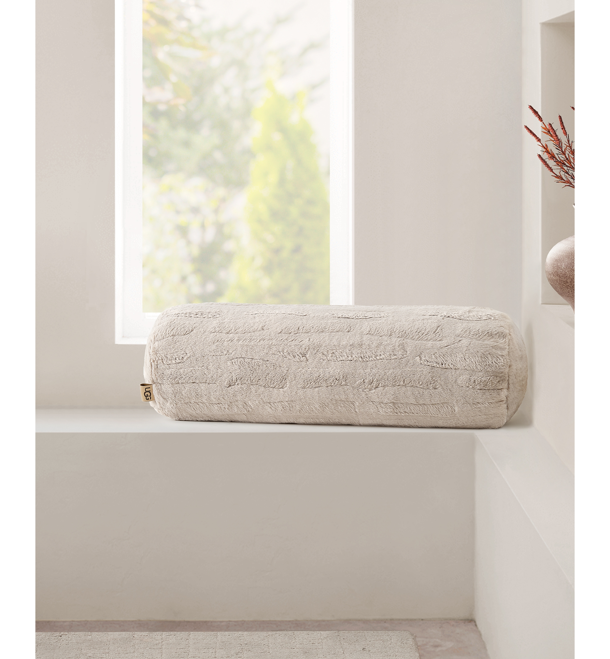 UGG® Valor Carved Faux-Fur Bolster Decorative Pillow, 8" x 26" - Clamshell
