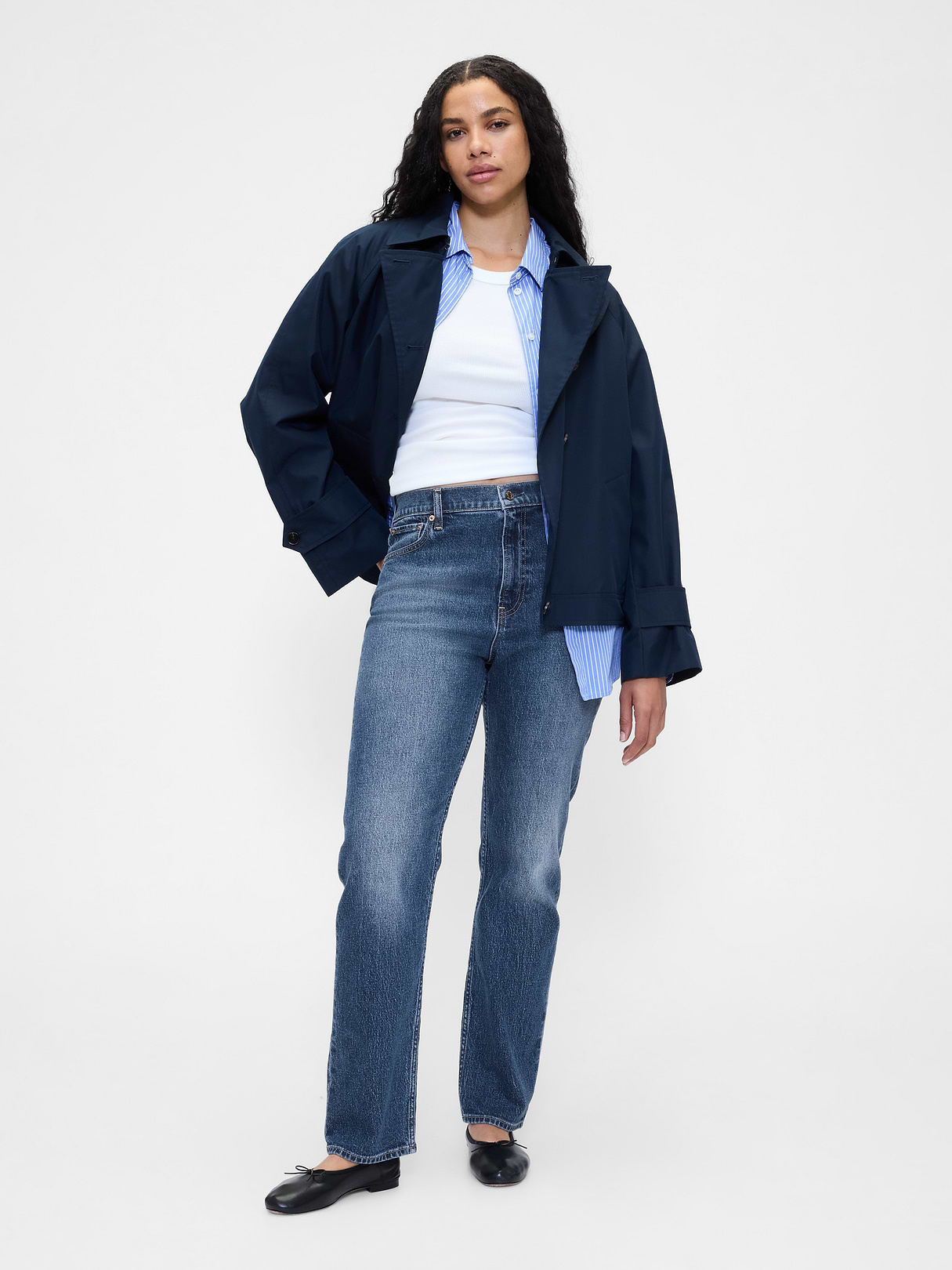 High Rise '90s Slim Straight Jeans - Medium wash