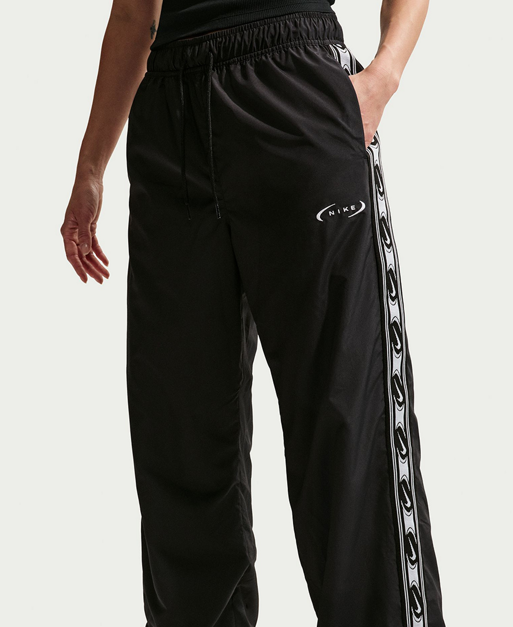 Nike Women's Sportswear Classic Mid-Rise Woven Pants - Black/Sail