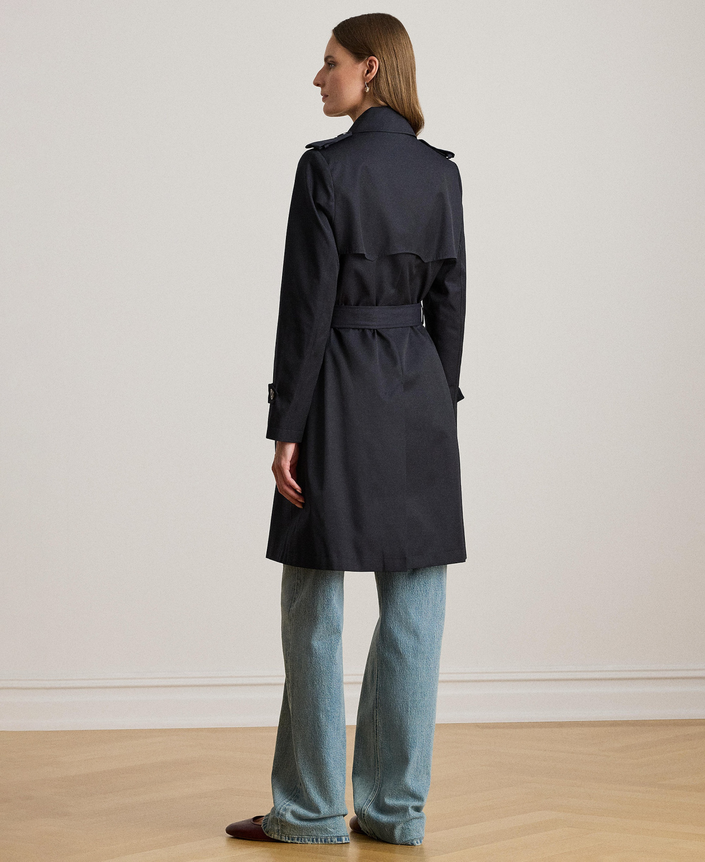 Lauren Ralph Lauren Petite Water-Resistant Double-Breasted Trench Coat, Created for Macy's - Dark Navy