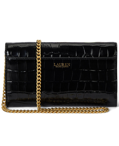 Lauren Ralph Lauren Adair II Small Croc-Embossed Crossbody Bag - Black