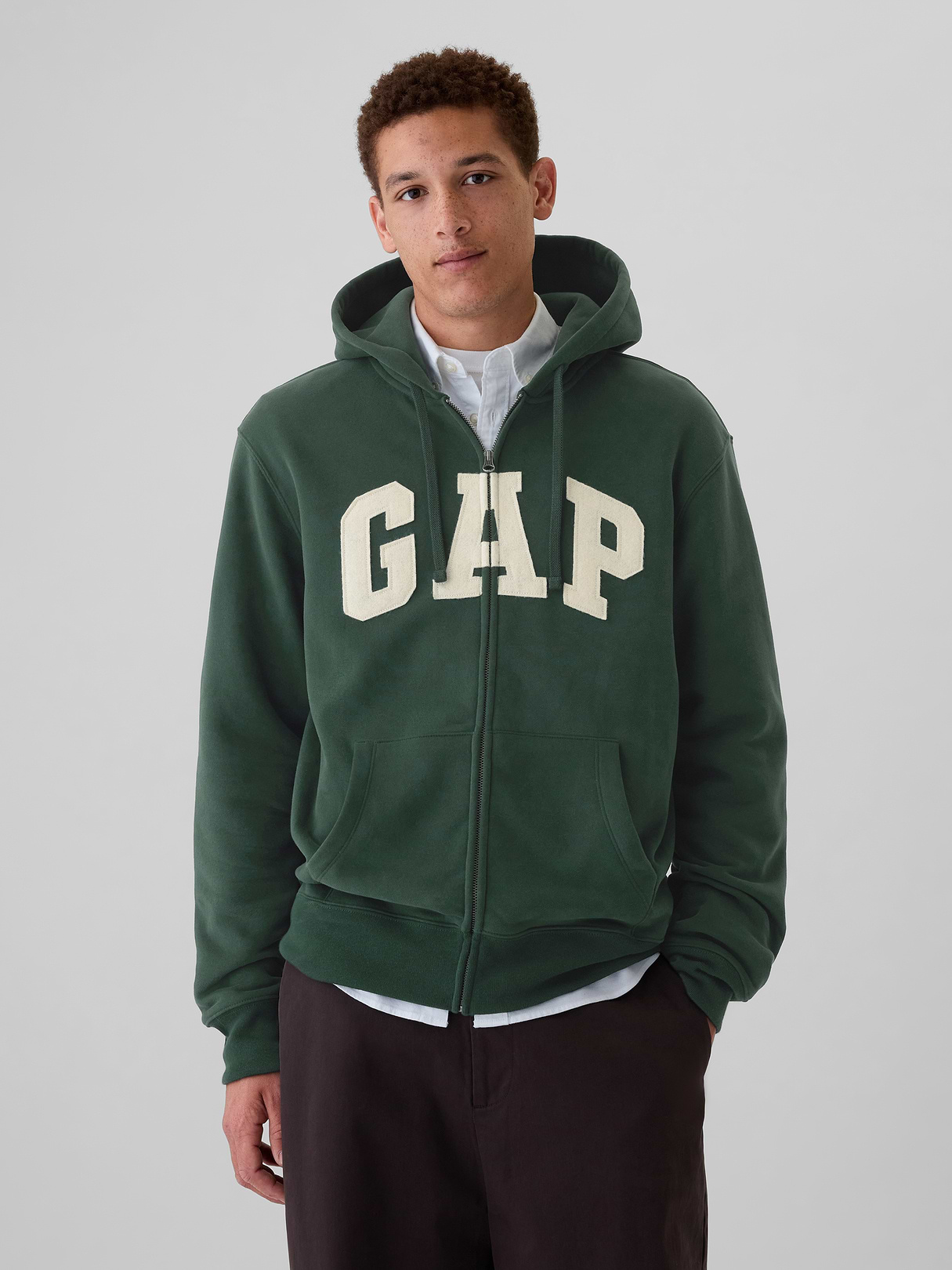 Adult VintageSoft Arch Logo Zip Hoodie - ESSEX GREEN
