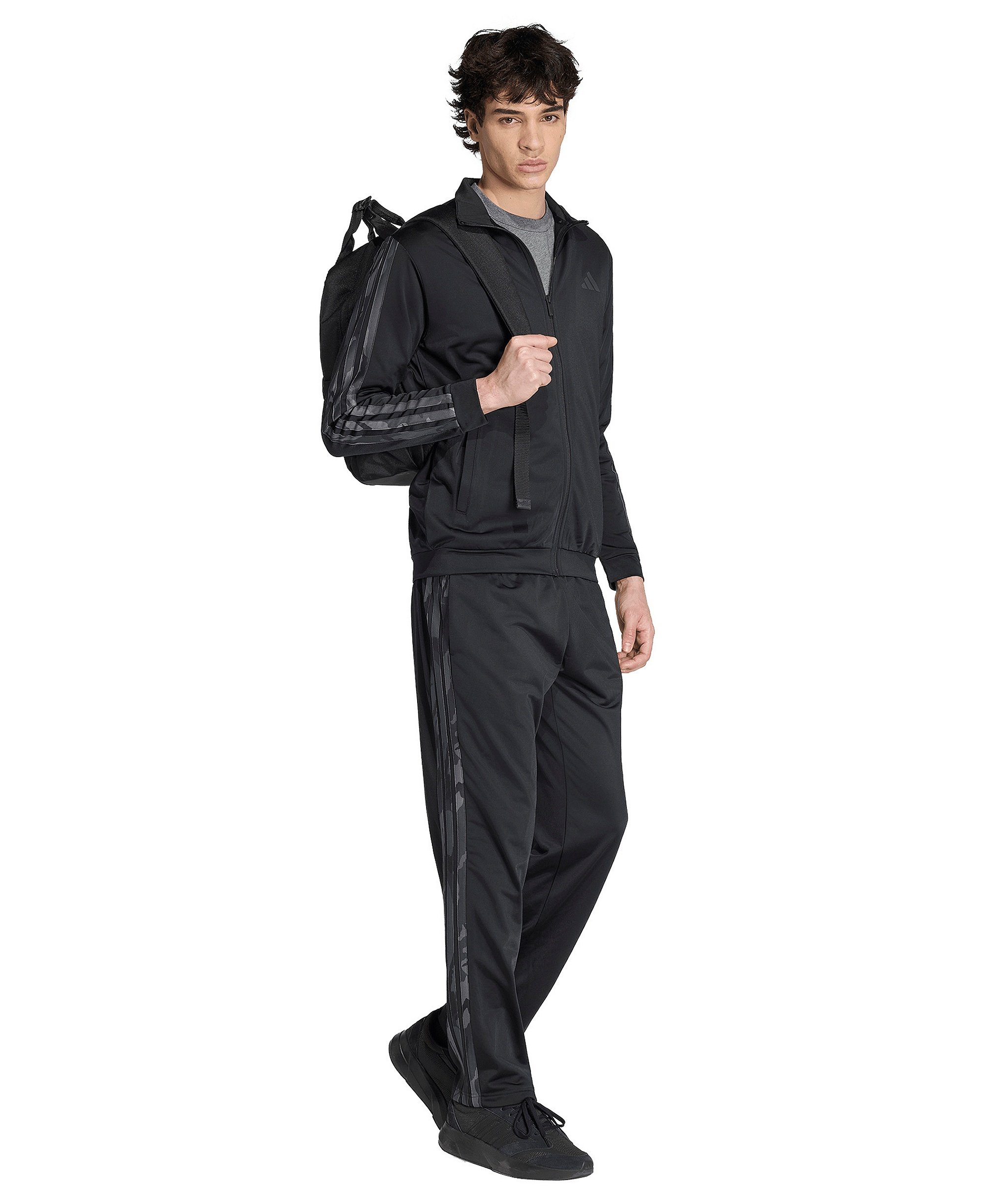 adidas Men's Camouflage 3-Stripes Regular-Fit Track Jacket - Black