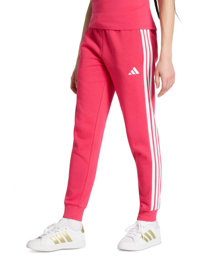 adidas Women's Essentials Three Stripes Fleece Slim Pants - Power Pink/White