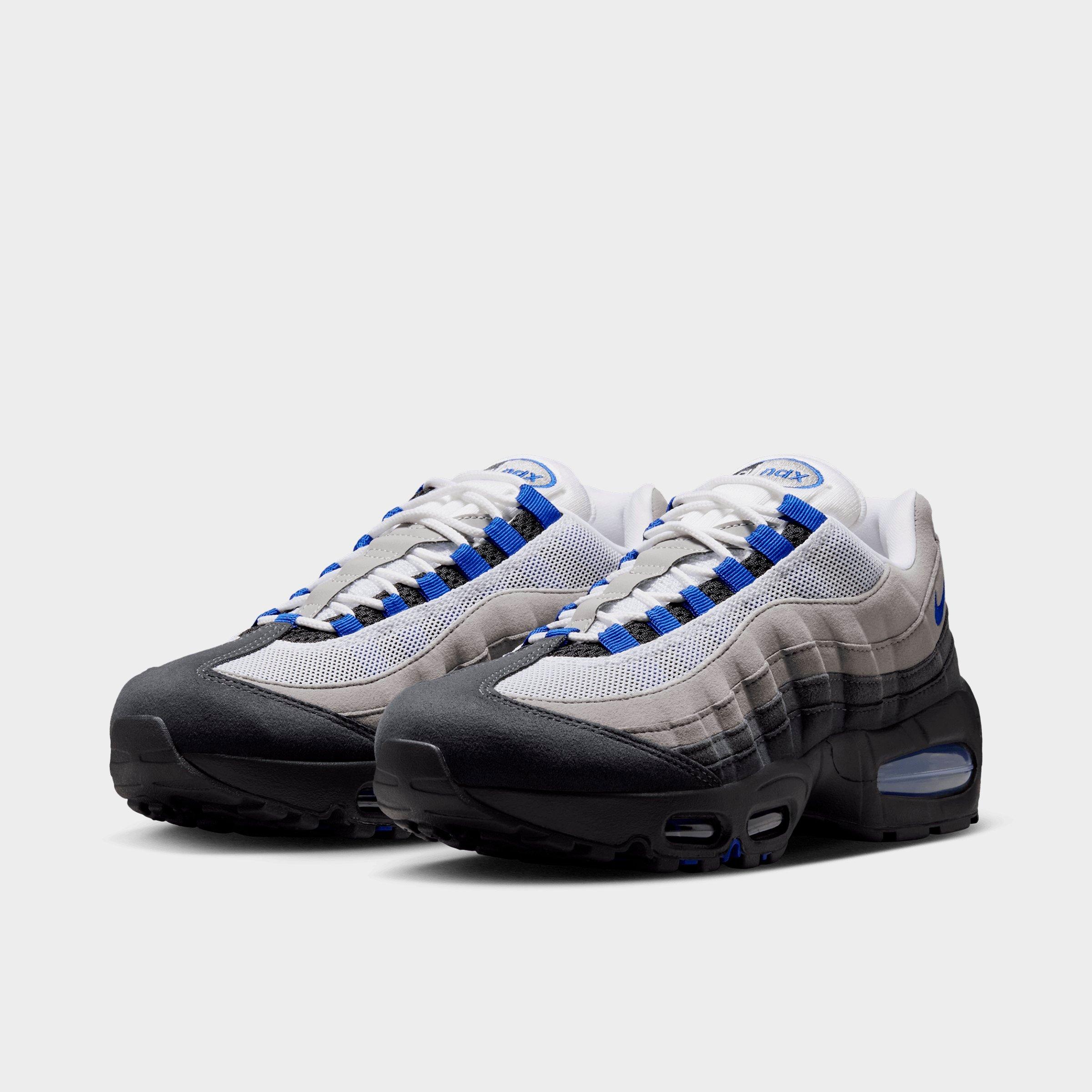 Women's Nithtke Air Max 95 Big Bubble Casual Shoes - Part 1 - Black/White/Medium Grey/Old Royal - Both shoes facing left
