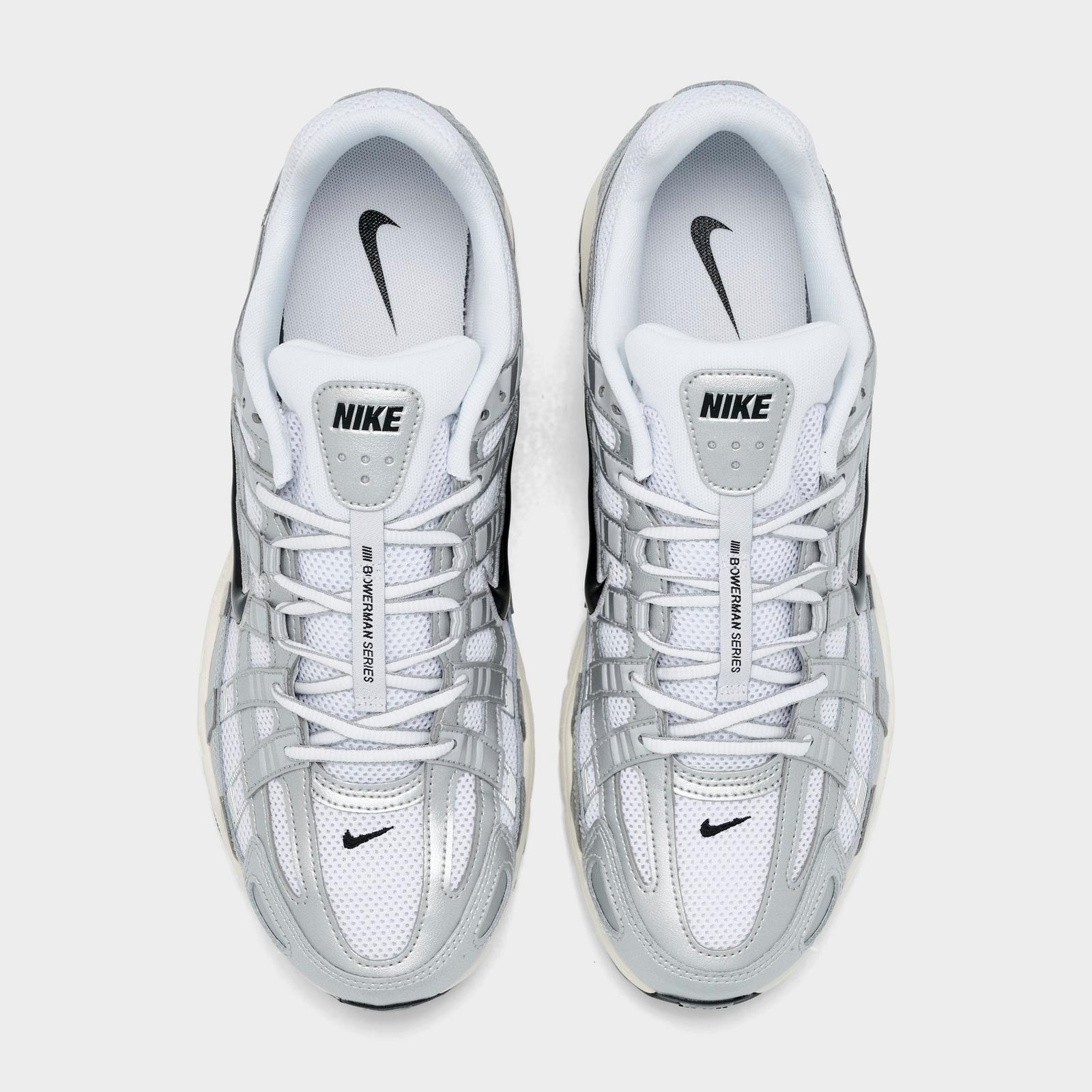Men's Nike P-6000 Casual Shoes - White/Metallic Silver/Flat Silver/Black