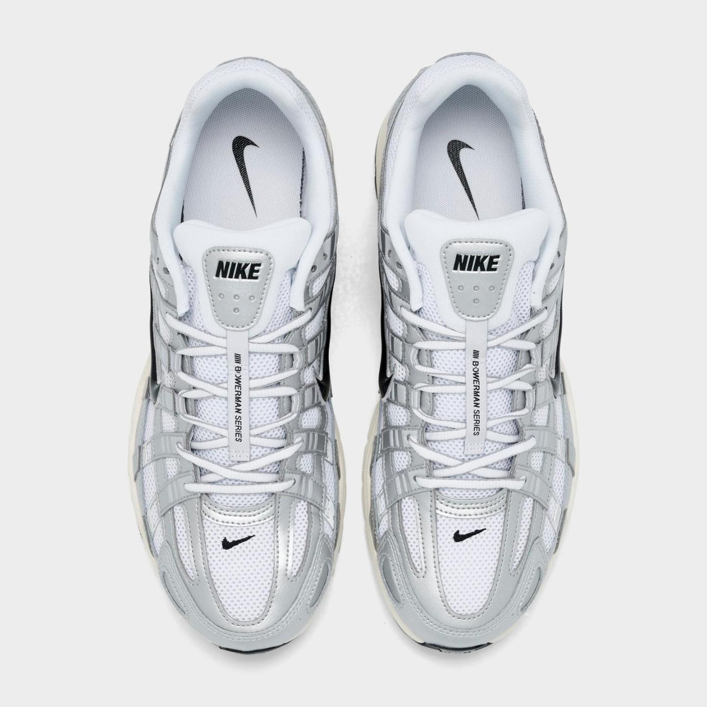 Men's Nike P-6000 Casual Shoes - White/Metallic Silver/Flat Silver/Black