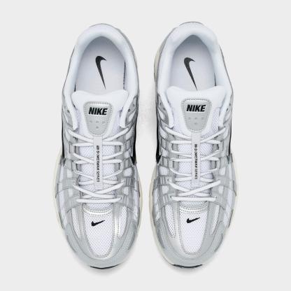 Men's Nike P-6000 Casual Shoes - White/Metallic Silver/Flat Silver/Black