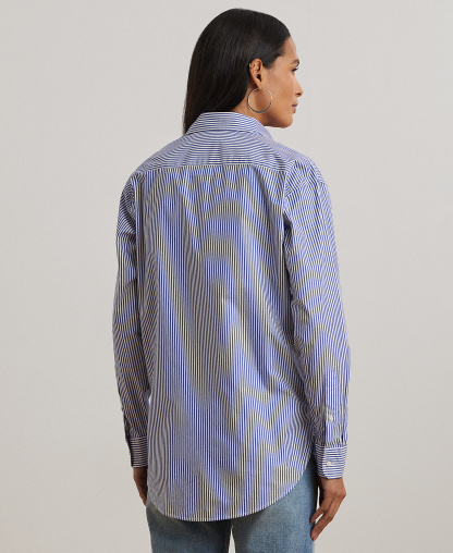 Lauren Ralph Lauren Women's Striped Long-Sleeve Shirt - Blue/White
