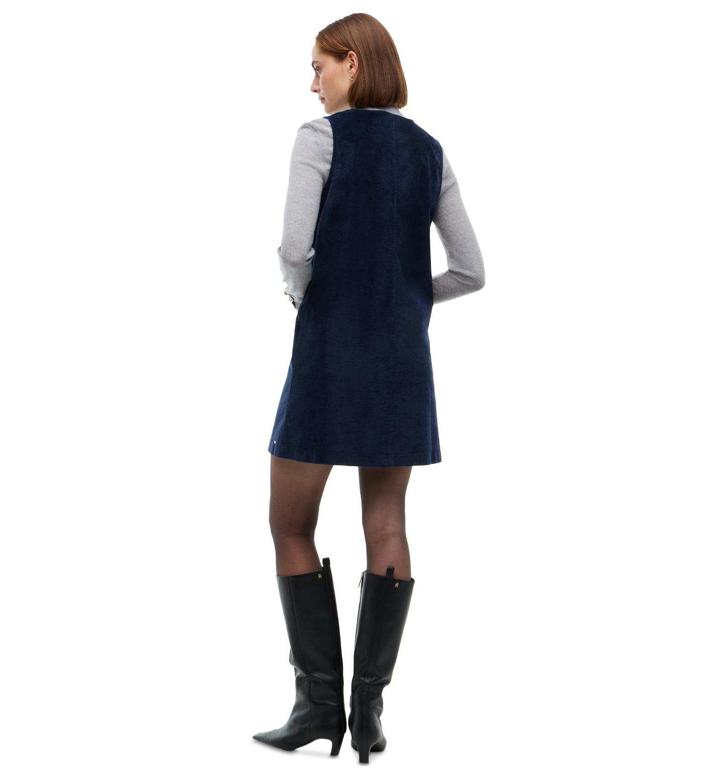Tommy Hilfiger Women's Corduroy Scoop Neck Mini Dress - Dark Blue