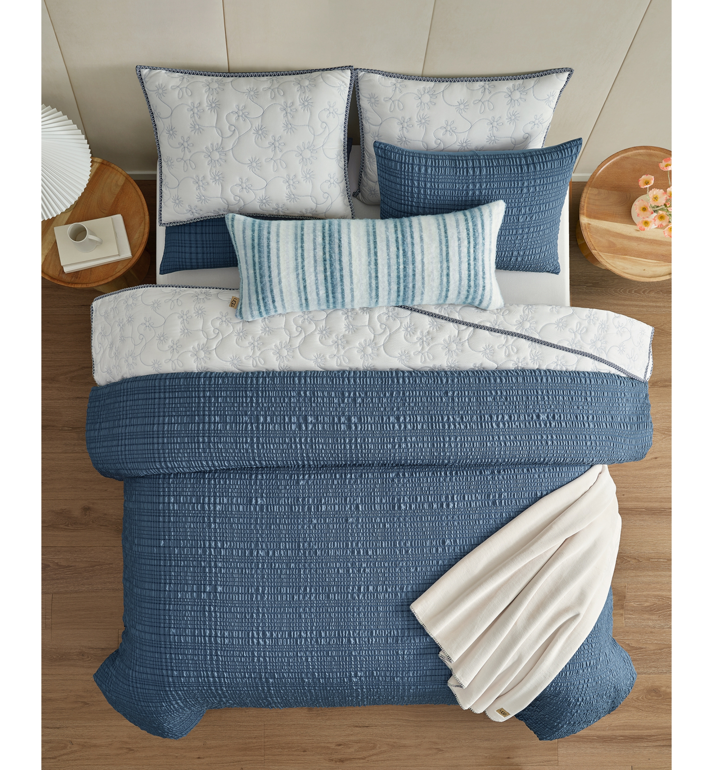 UGG® Devon Seersucker 3-Piece Comforter Sets - Tahoe Blue