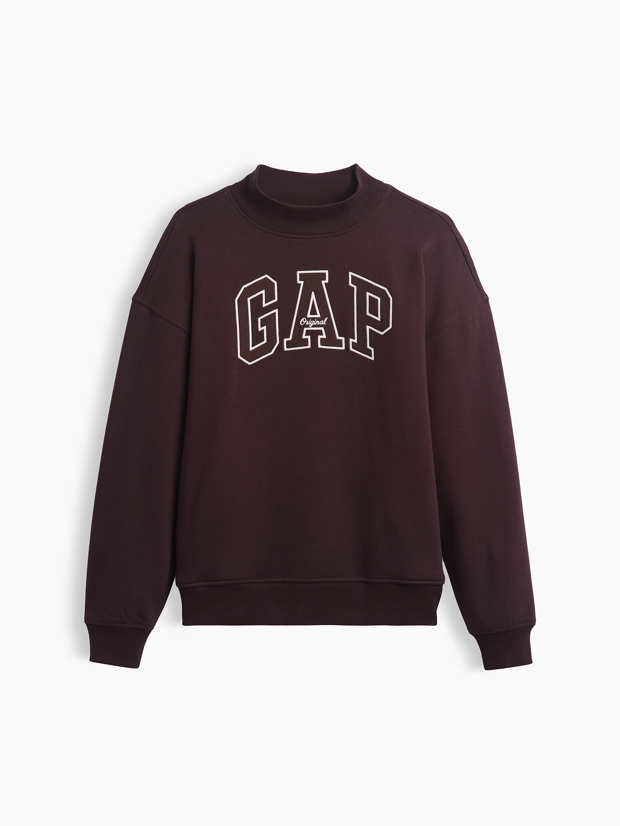 VintageSoft Oversized Mockneck Logo Sweatshirt - Brown