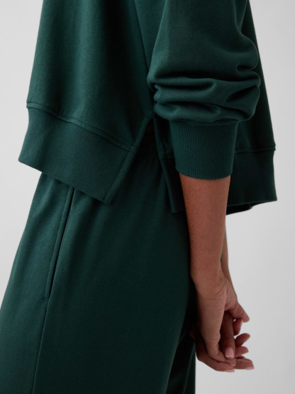 VintageSoft Terry Oversized Wedge Side-Slit Sweatshirt - Dark green