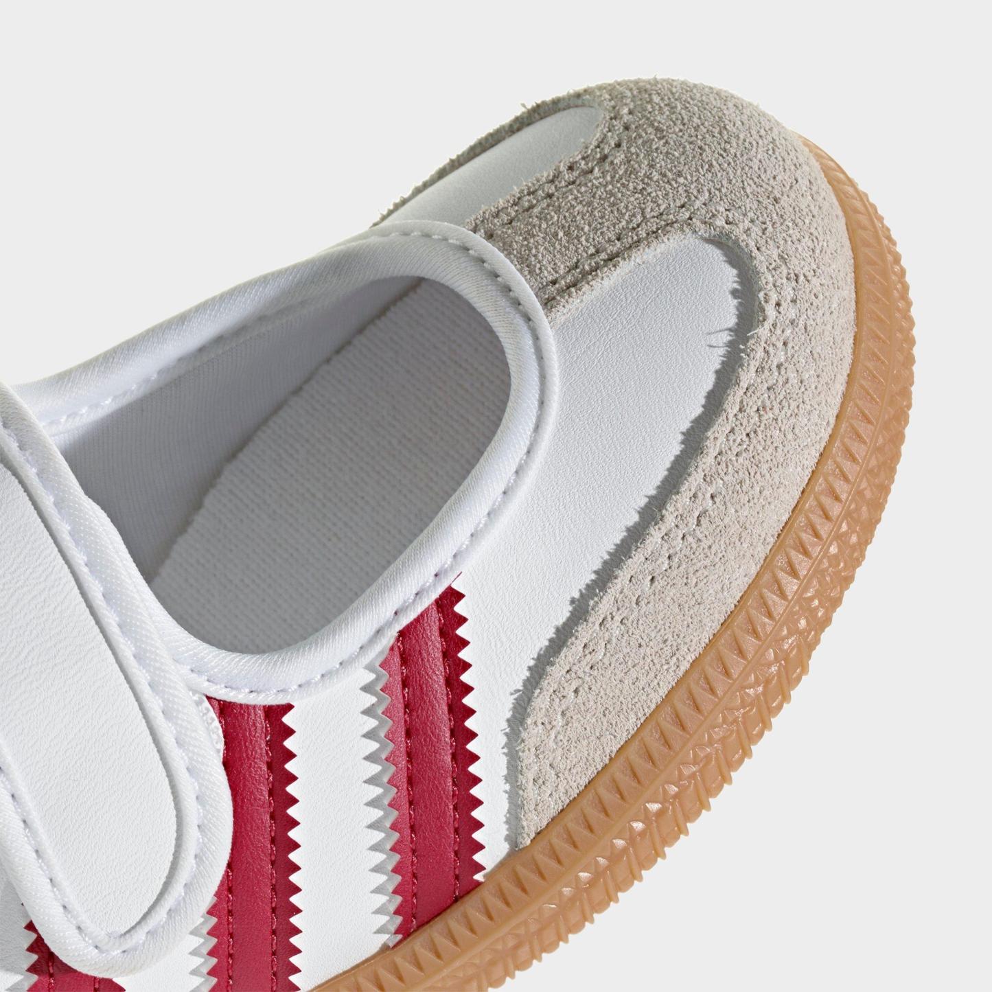 Girls' Little Kids' adidas Originals Samba Jane Casual Shoes - Cloud White/Team Victory Red/Gum - Detail shot