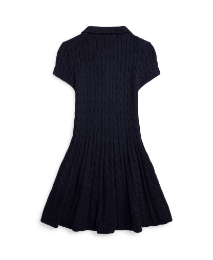 Polo Ralph Lauren Girls' 7-16 Cable-Knit Polo Sweater Dress - Navy