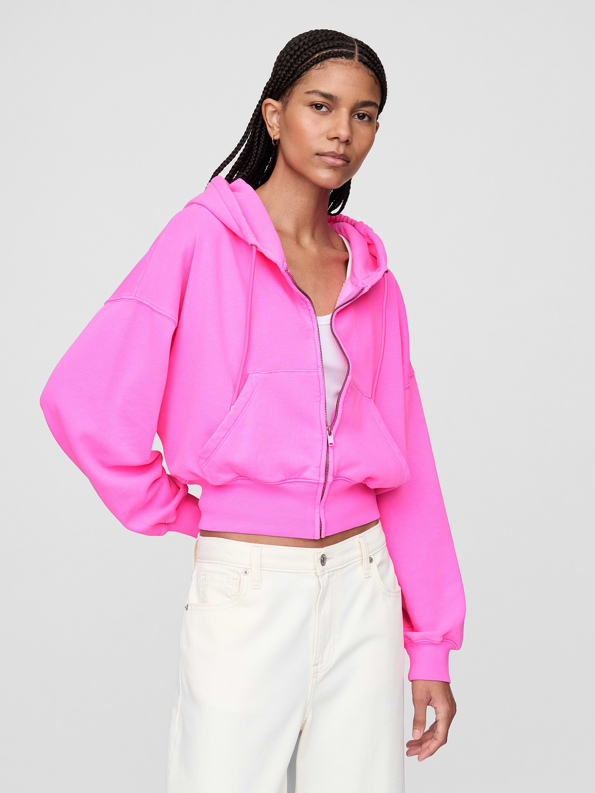 VintageSoft Wedge Zip Hoodie - Standout pink