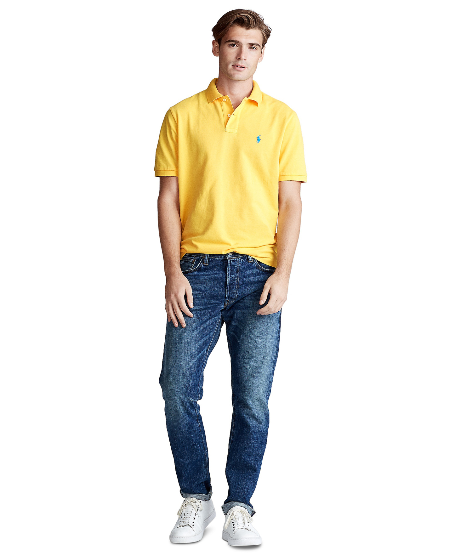 Polo Ralph Lauren Men's Custom Slim-Fit Mesh Polo Shirt - Yellow Fin