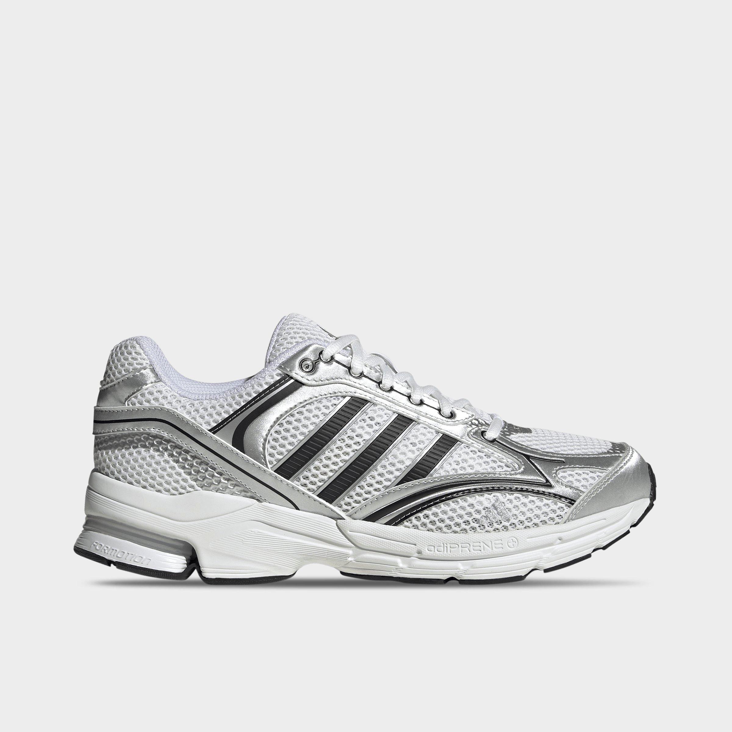 Men's adidas Spiritain 2000 Casual Shoes - Part 1 - Cloud White/Silver Metallic/Core Black - Left shoe facing left. Outside of the shoe.