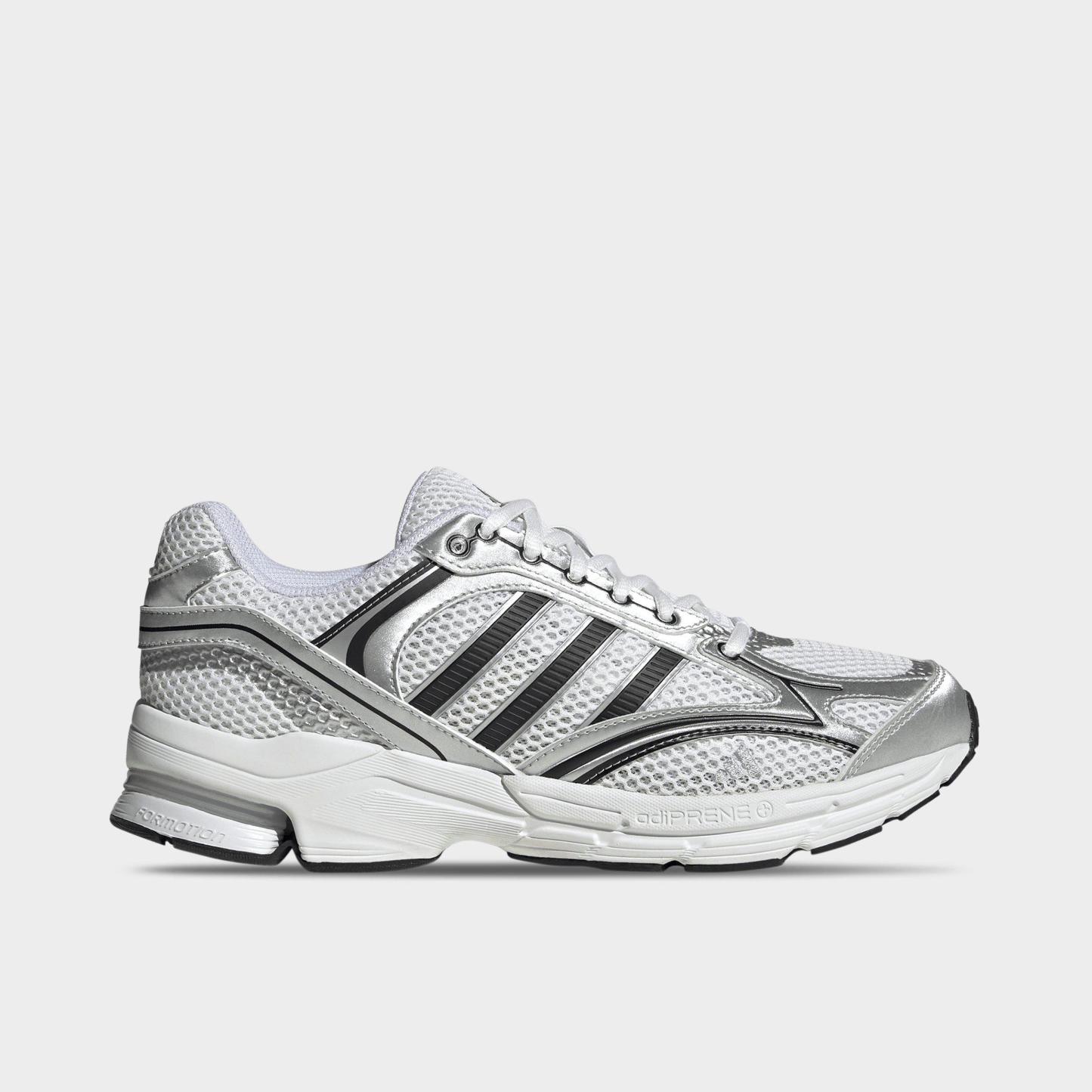 Men's adidas Spiritain 2000 Casual Shoes - Part 1 - Cloud White/Silver Metallic/Core Black - Left shoe facing left. Outside of the shoe.