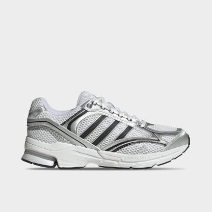 Men's adidas Spiritain 2000 Casual Shoes - Part 1 - Cloud White/Silver Metallic/Core Black - Left shoe facing left. Outside of the shoe.