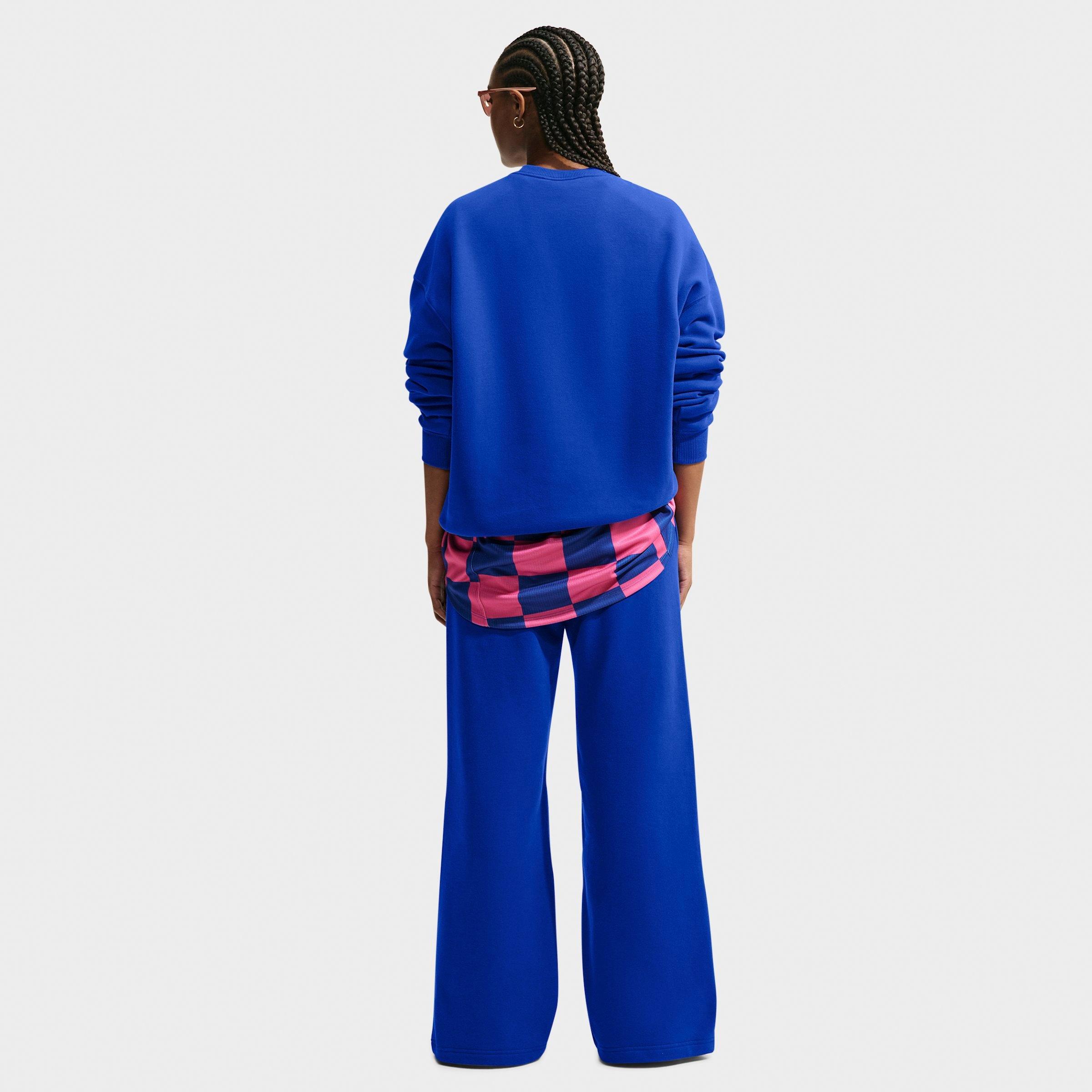 Women's Nithtke Studio Fleece Medium Weight "Graphic Pack" Embossed Mid-Rise Wide-Leg Pants - Old Royal/Old Royal