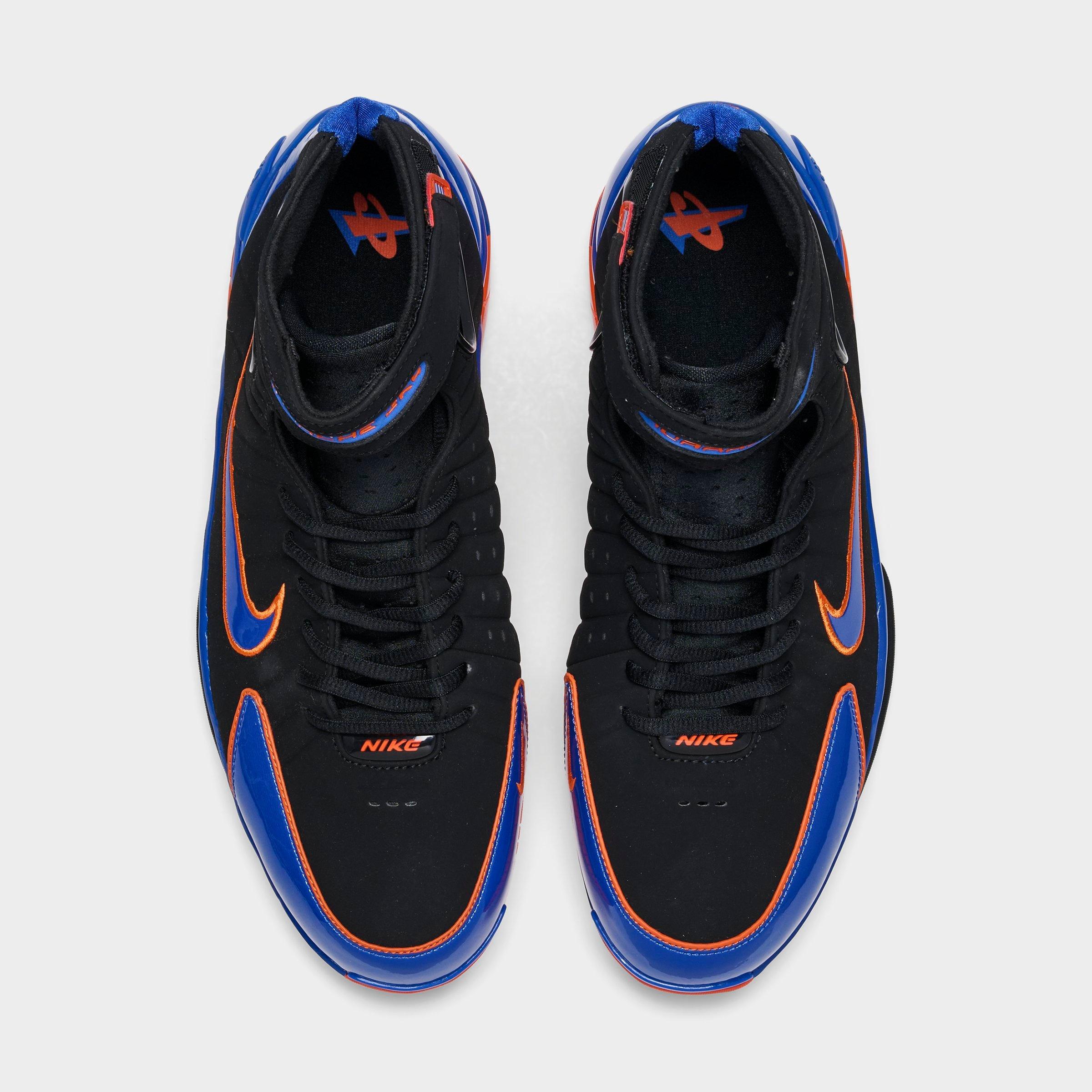 Men's Nithtke Air Zoom Huarache 2K4 PE Penny Hardaway Basketball Shoes - Black/Varsity Royal/Safety Orange - Top view