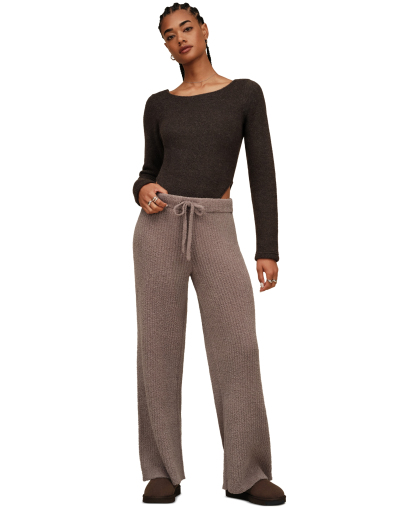 UGG® Women's Couria Straight-Leg Rib Mid-Rise Pants - Brown