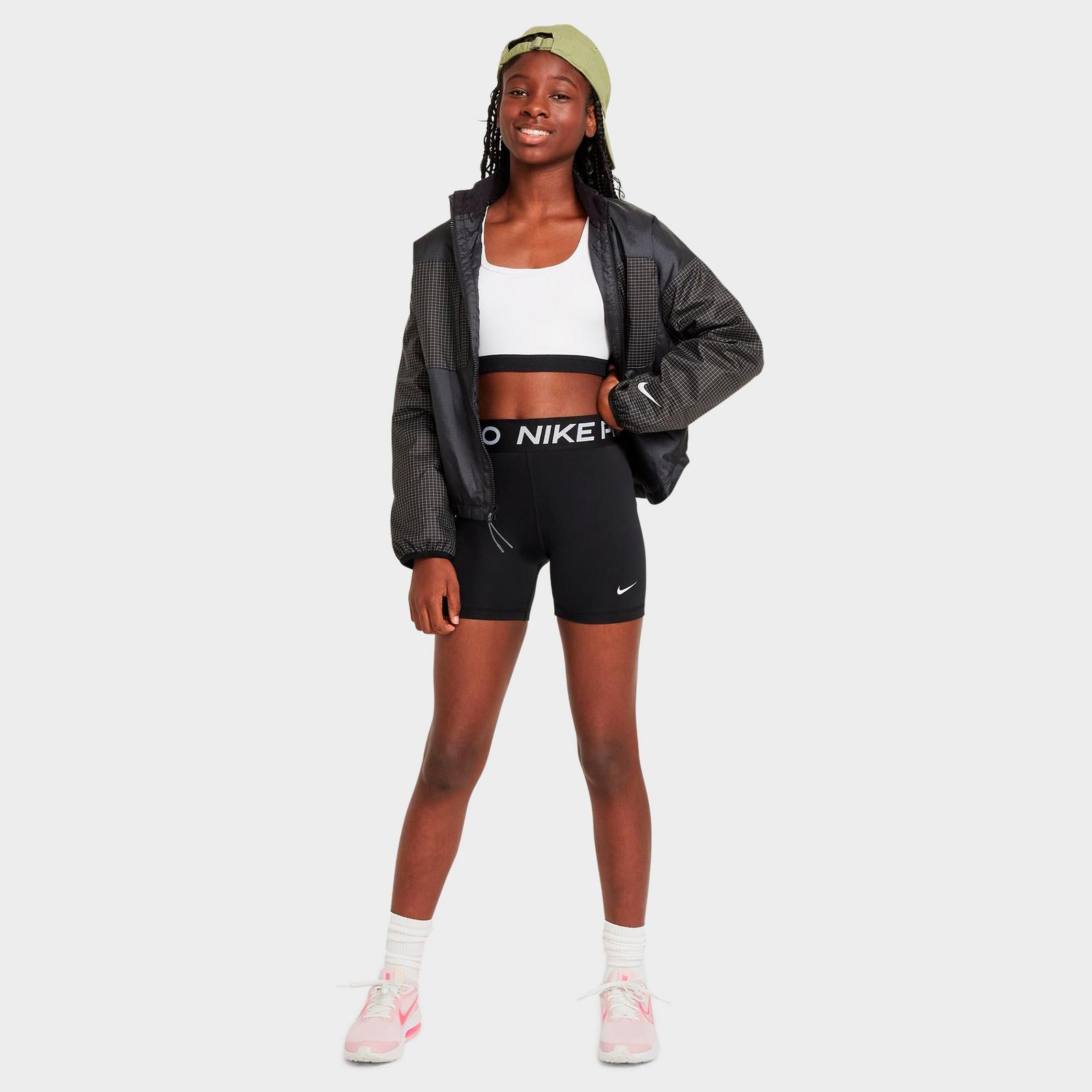 Girls' Big Kids' Nike Pro High-Waisted Bike Shorts - Black