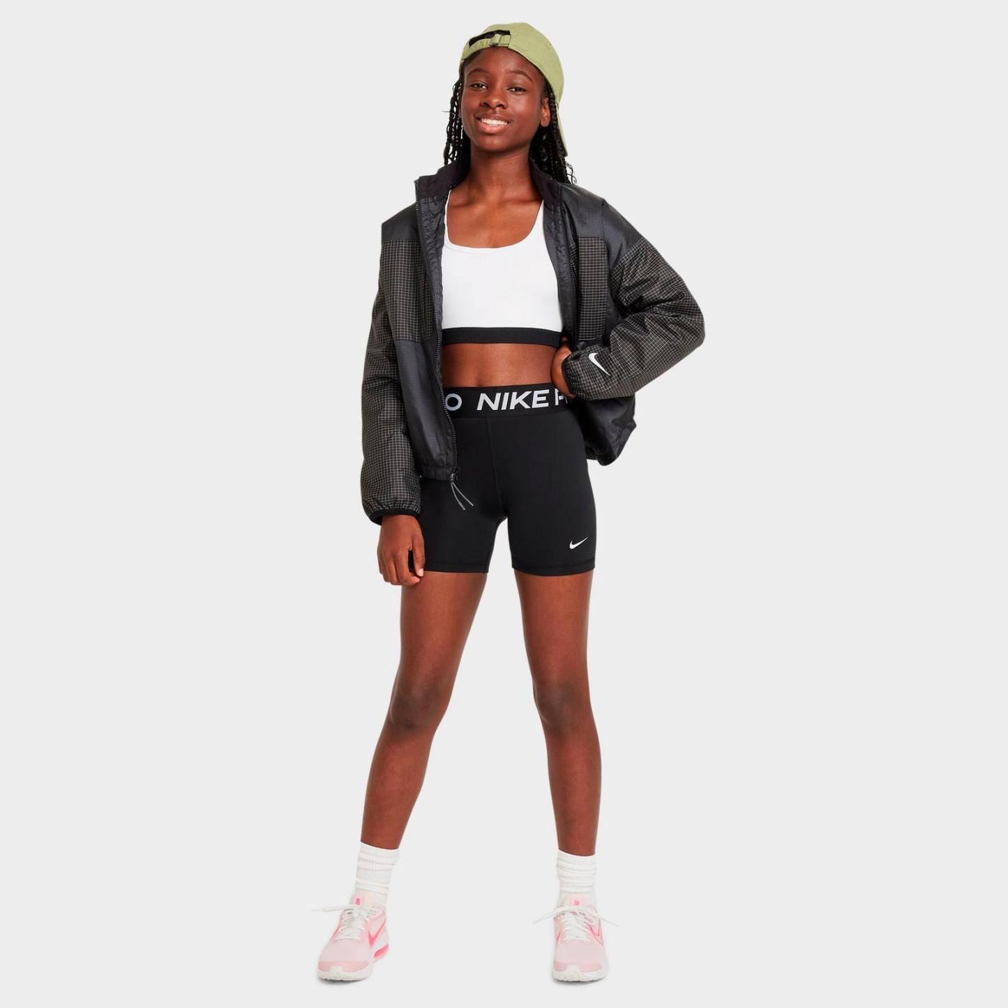 Girls' Big Kids' Nike Pro High-Waisted Bike Shorts - Black