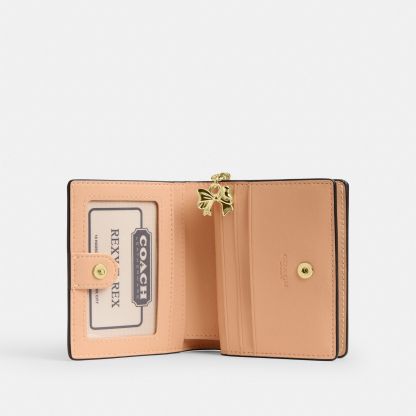 Snap Wallet In Signature Leather With Charm - Gold/Faded Blush - view 3