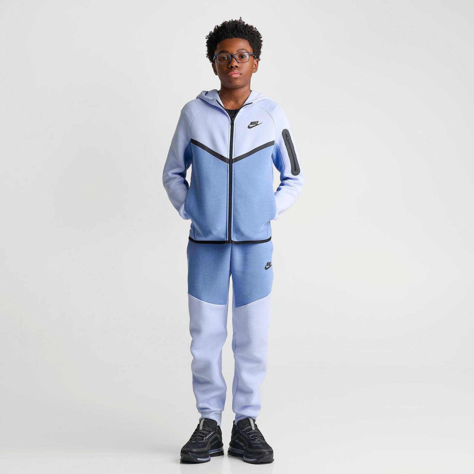 Boys' Big Kids' Nike Sportswear Tech Fleece Full-Zip Hoodie - Hydrogen Blue/Work Blue