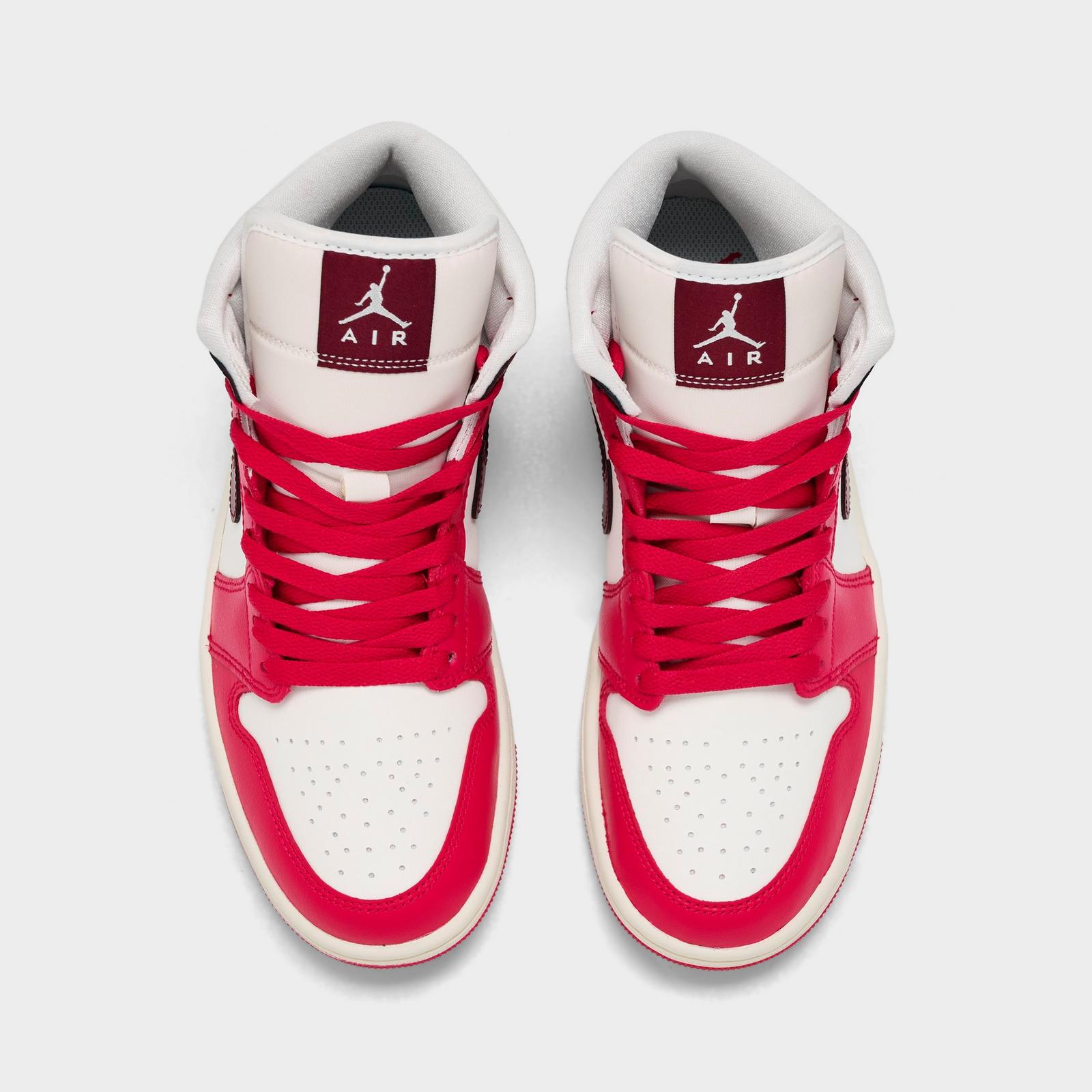 Women's Air Jordan Retro 1 Mid Casual Shoes - Sail/Mystic Hibiscus/Coconut Milk/Dark Team Red - view 5