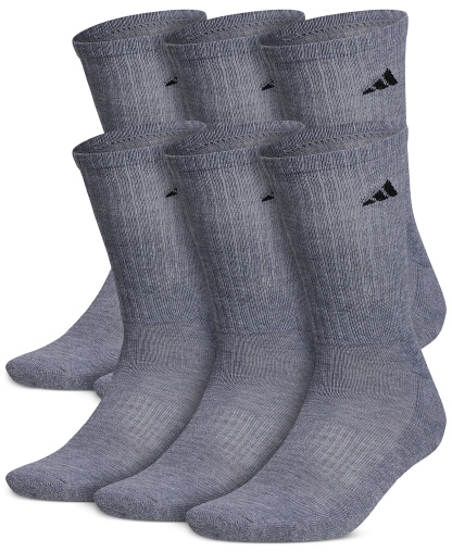 adidas Men's Cushioned Athletic 6-Pack Crew Socks - Medium Grey
