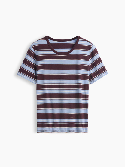 Organic Cotton VintageSoft T-Shirt - Purple burgundy stripe