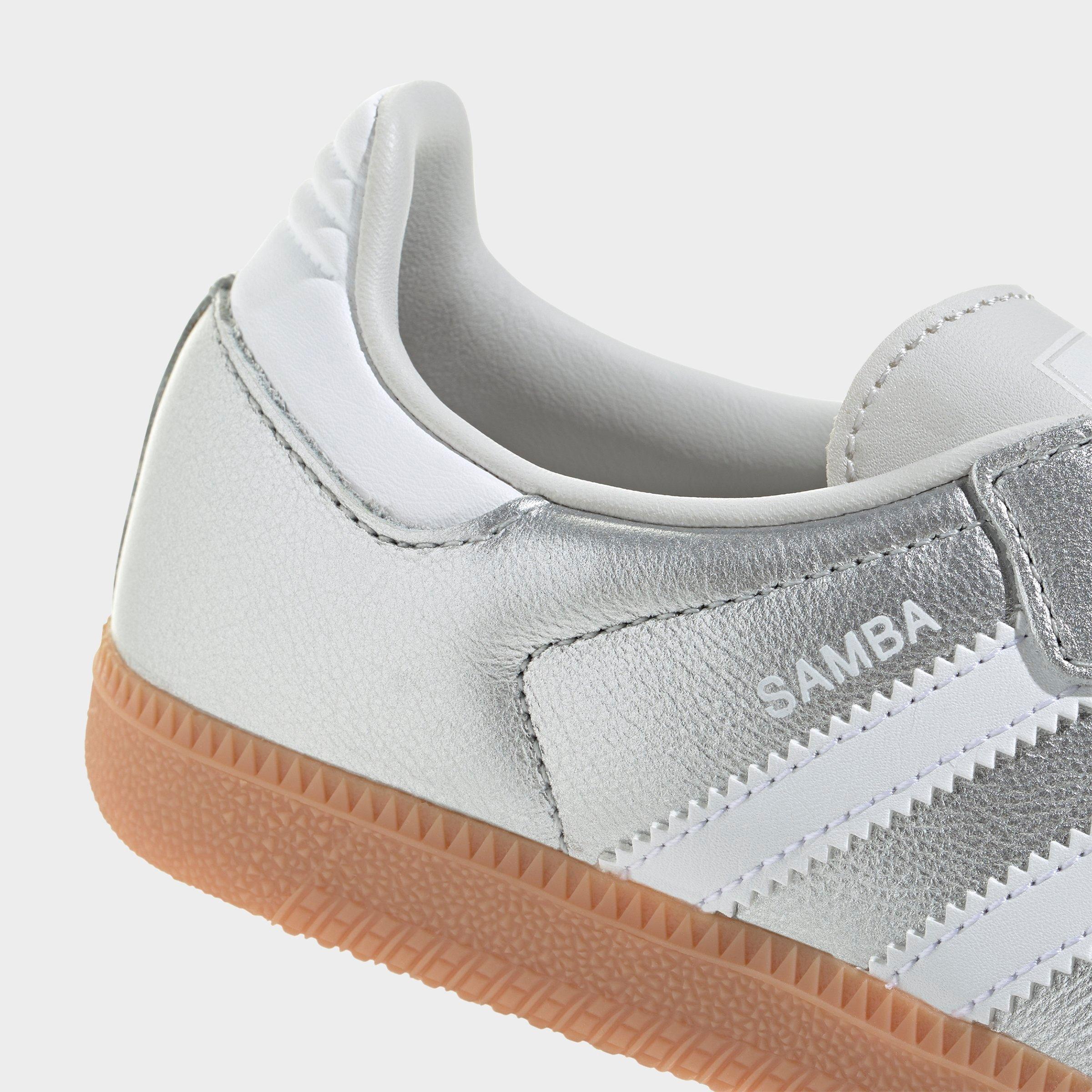 Big Kids' adidas Originals Samba OG Casual Shoes - Part 1 - Silver Metallic/White/Gum - Detail shot