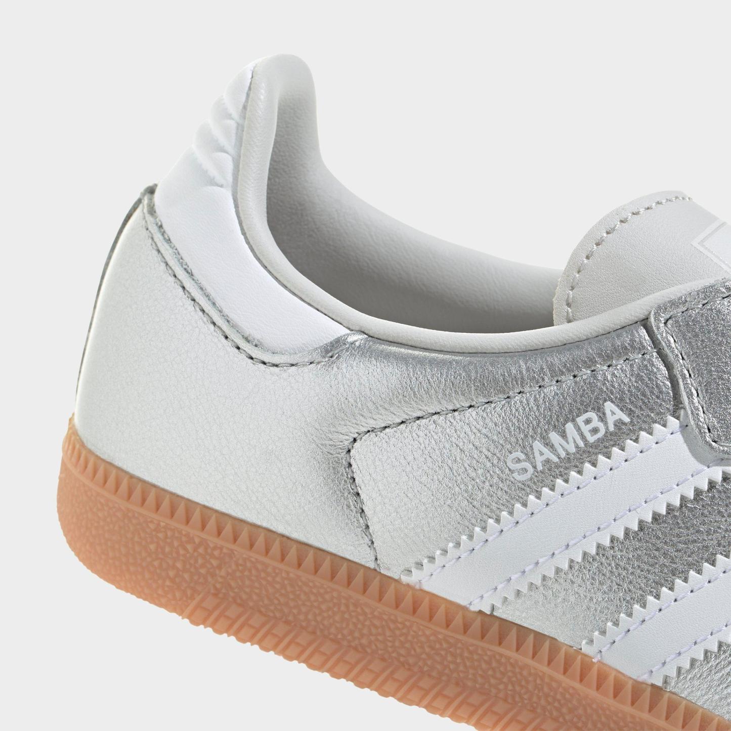 Big Kids' adidas Originals Samba OG Casual Shoes - Part 1 - Silver Metallic/White/Gum - Detail shot