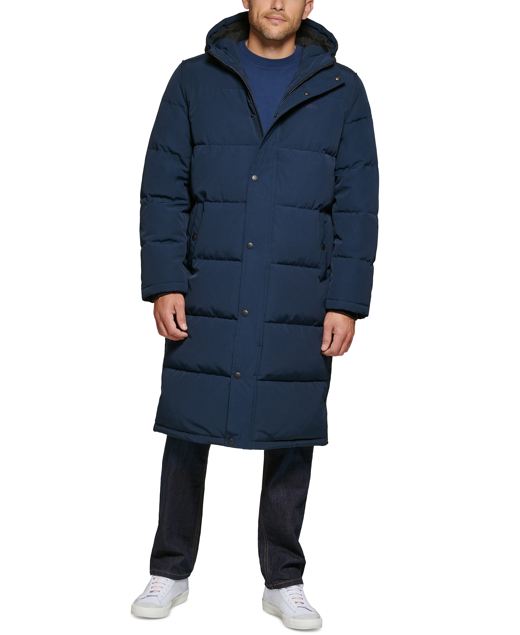 Levi's Men's Quilted Extra Long Parka Jacket - Navy