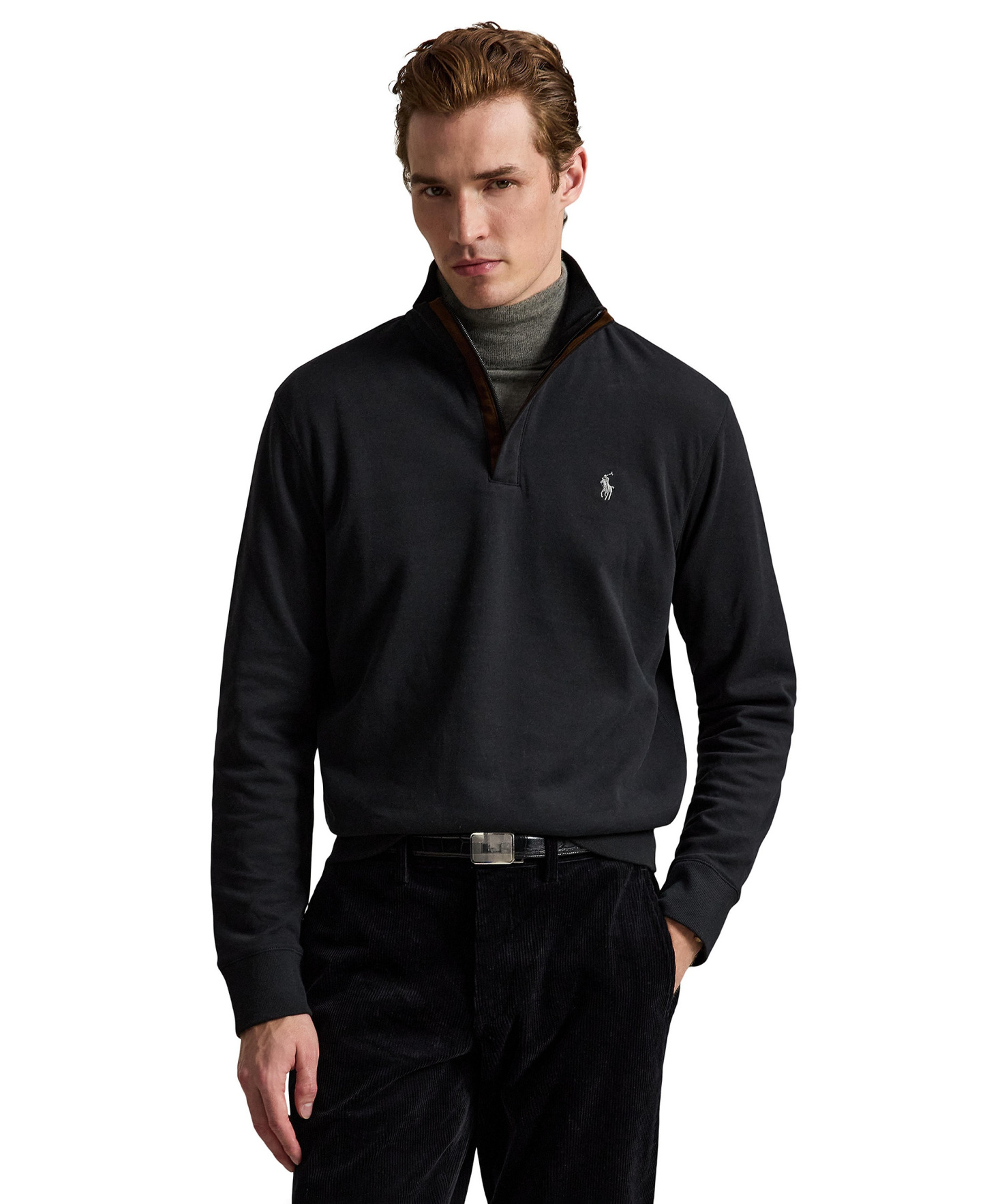 Polo Ralph Lauren Men's Luxury Jersey Quarter-Zip Pullover Sweater - Black