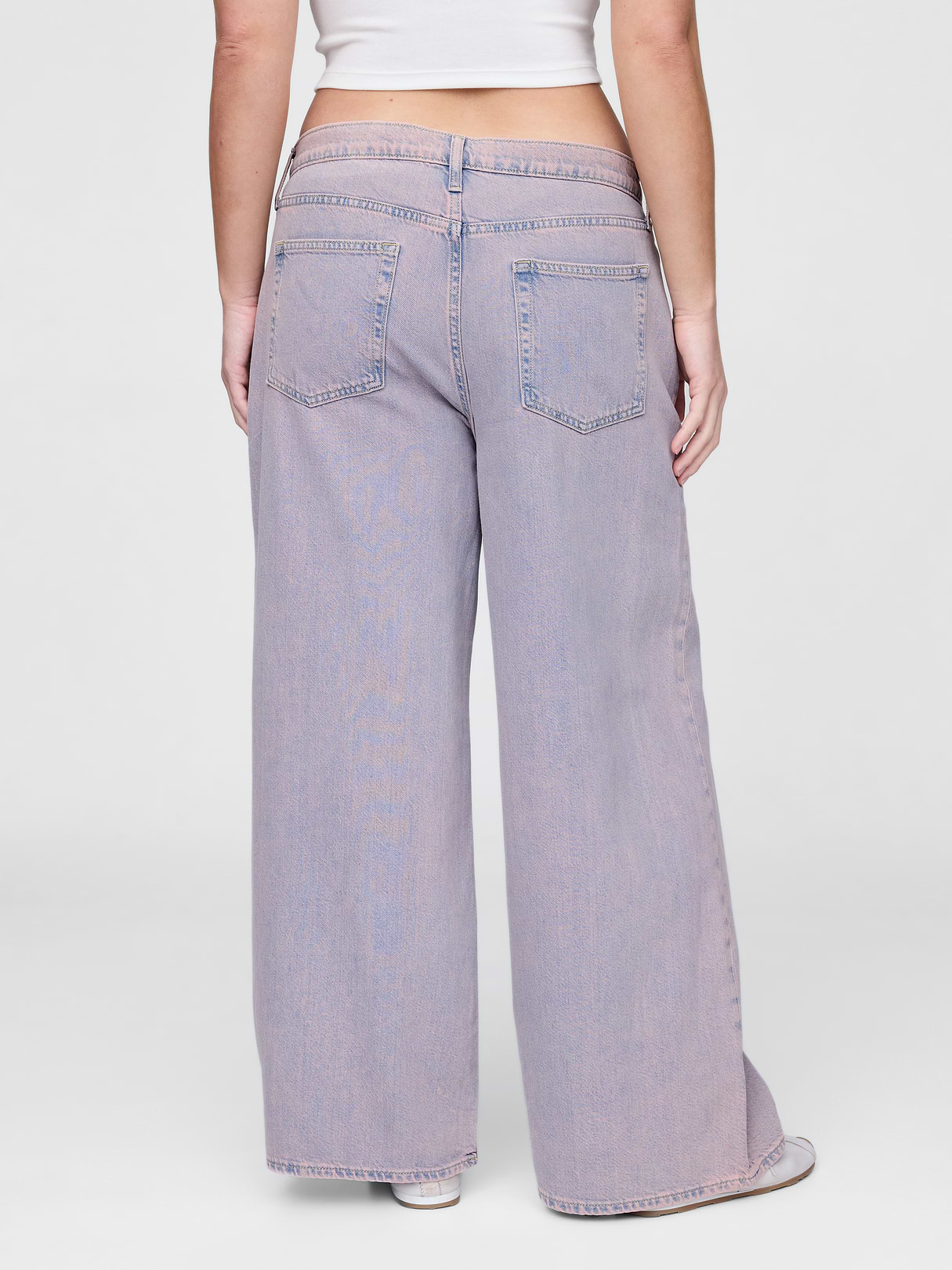 Mid Rise Denim Stripe Baggy Jeans - Rose mist pink