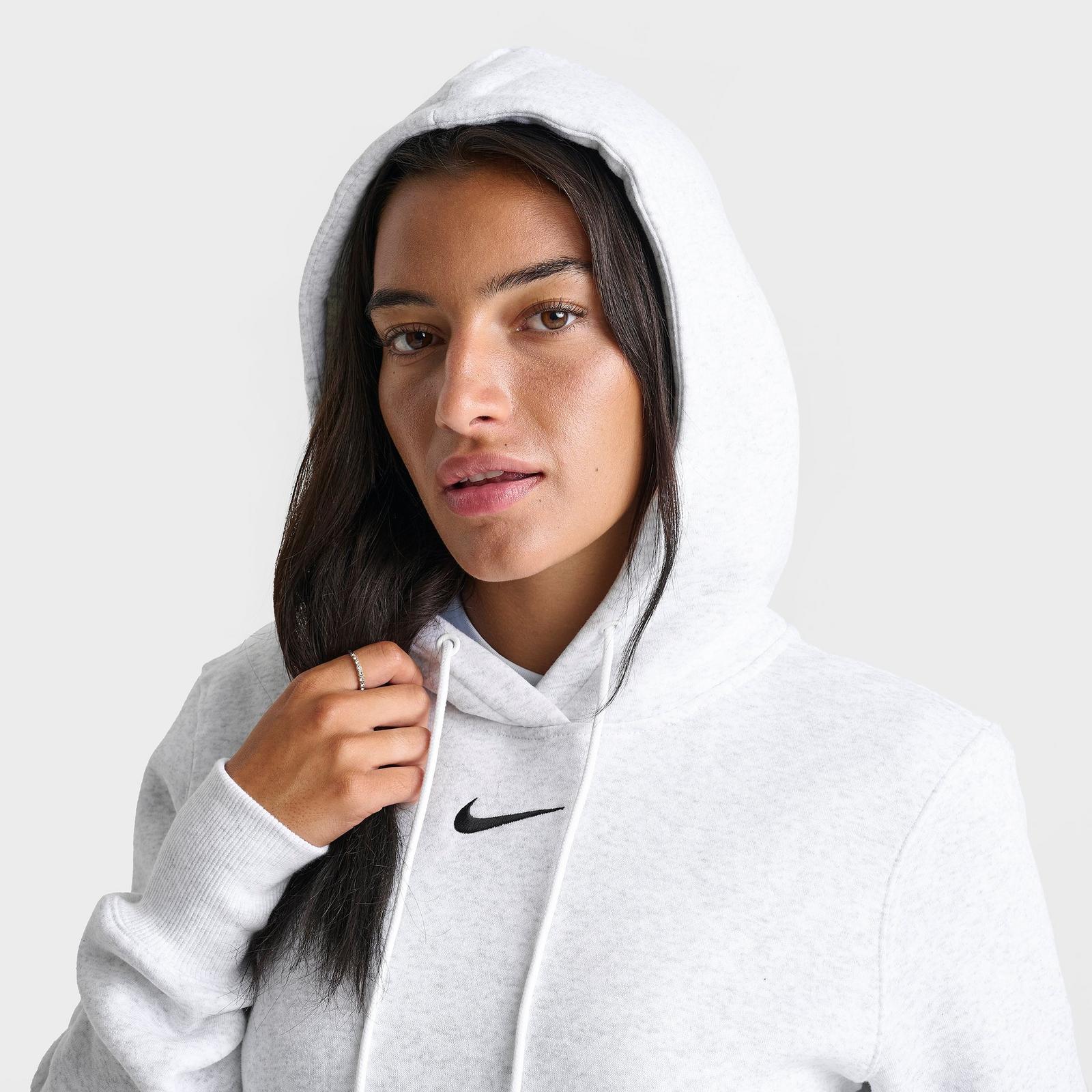 Women's Nike Sportswear Phoenix Fleece Pullover Hoodie - Birch Heather/Black