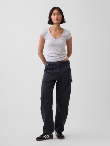 CloseKnit Jersey V-Neck T-Shirt - Light heather grey