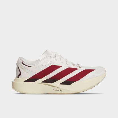 Women's adidas Adizero EVO SL Exo Running Shoes - Part 2 - Core White/Team Victory Red/Cream White - Left shoe facing left. Outside of the shoe.