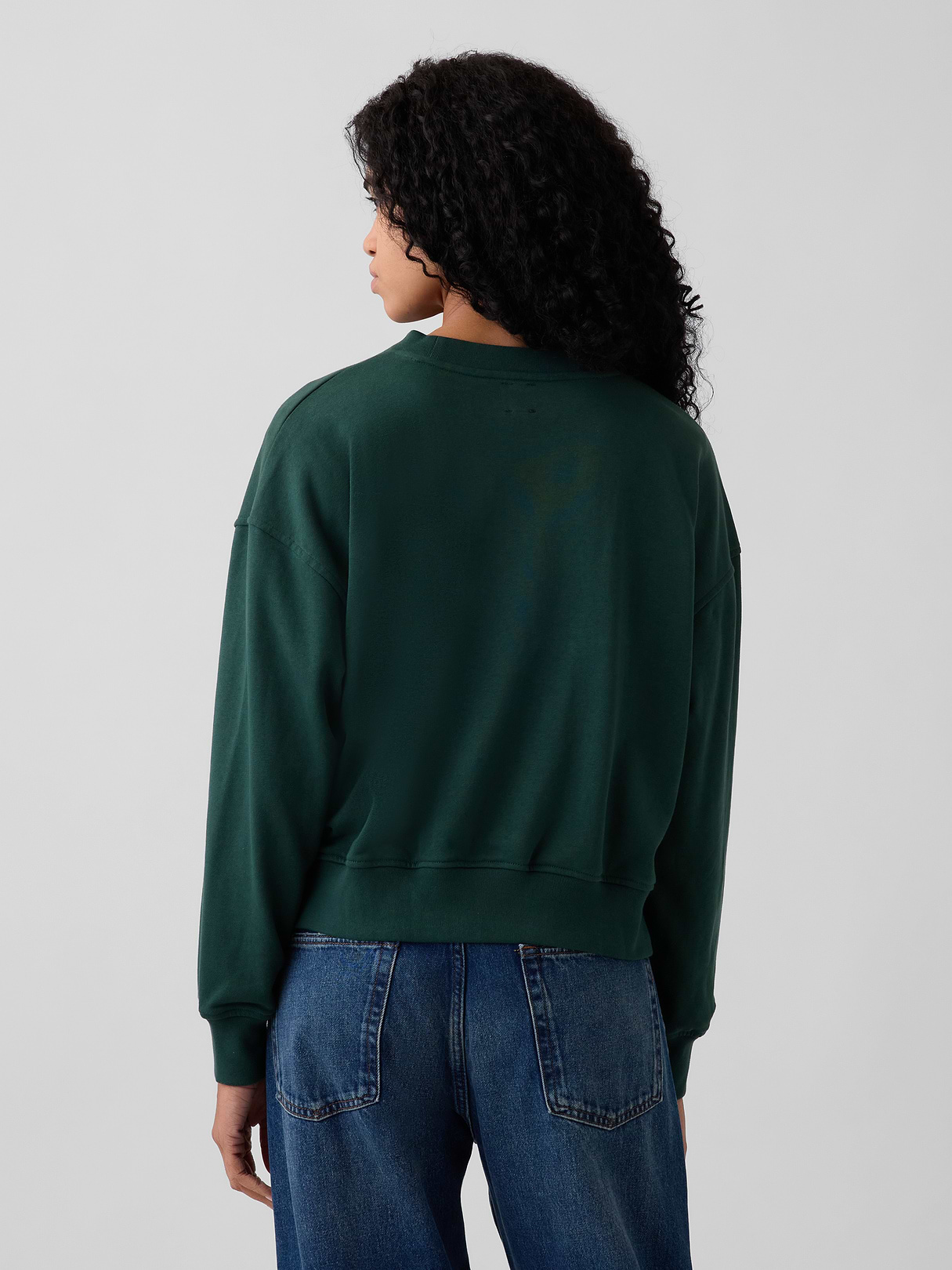 VintageSoft Terry Oversized Wedge Side-Slit Sweatshirt - Dark green